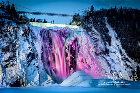 Illuminated Ice Under The Chute Montmorency Falls Martin Labbé