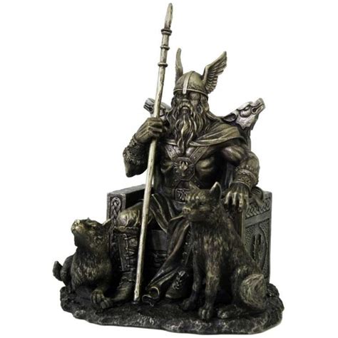 Odin The All Father Norse God With Wolves Statue Viking Asartu Gods