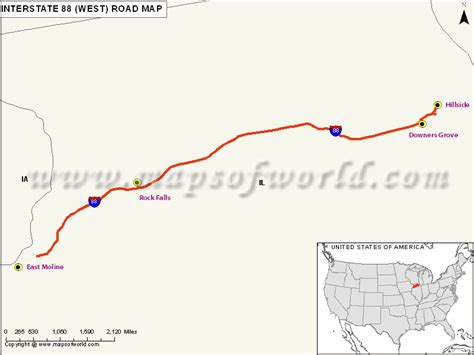 Us Interstate 88 I 88 West Map Barstow Illinois To Chicago Illinois