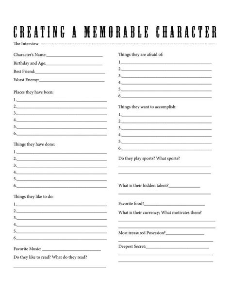 Image Result For Free Printable Create A Character Fiction Writing