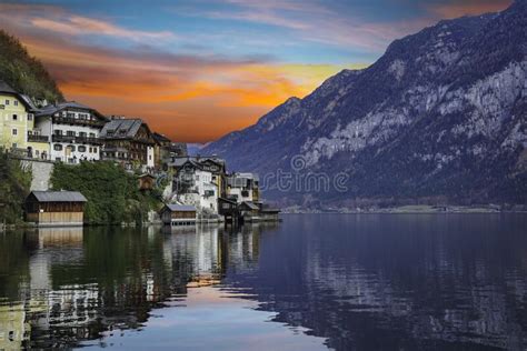 Picturesque Hallstatt Lakeside Alpine Village Stock Image Image Of
