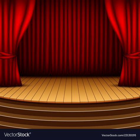 Cartoon Background Stage With Red Curtains Vector Image