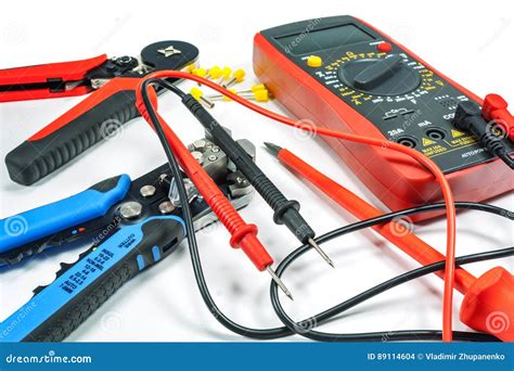 Electrical Equipment Electricity Cable And Crimper Background Royalty