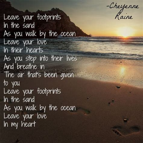 Footprints Ocean Sand Sunset Sea Waves Seashore Heart Love Life Poem
