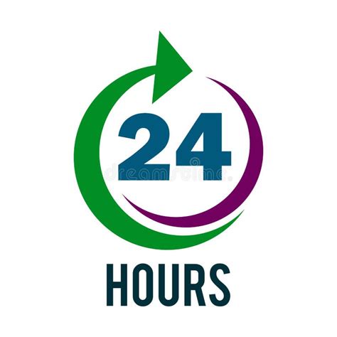 The 24 Hours Icon Twenty Four Hours Open Symbol Stock Vector