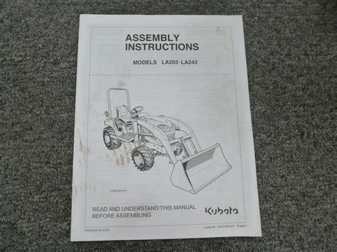 Kubota La203 La243 Front End Loader Assembly Instructions Manual Ebay