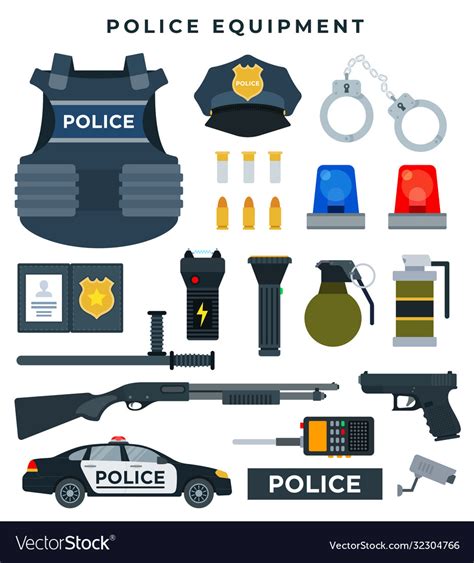 Police Professional Equipment Set Body Armor Vector Image