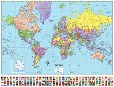 World Advanced Political Mounted Wall Map Kappa Map Group