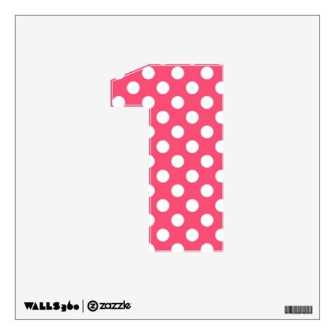 Pink And White Polka Dot Number 1 Wall Decal Zazzle