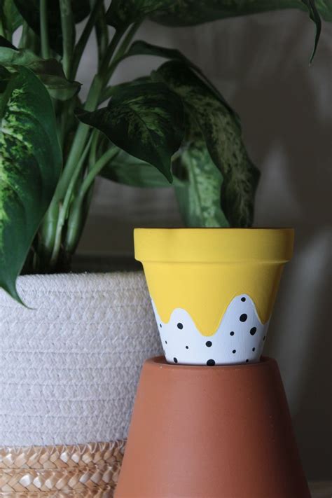 Hand Painted Terracotta Plant Pot For Houseplants Etsy Uk Painted
