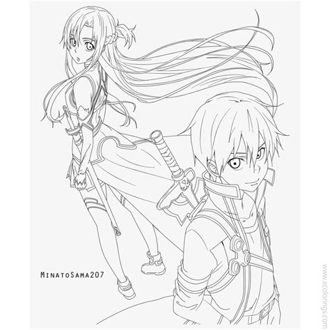 Asuna And Yuuki Sword Art Online Coloring Coloring Pages