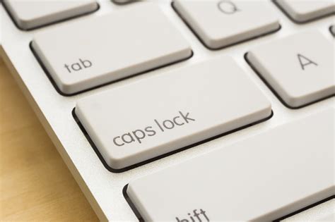 Close Up Caps Lock Button On White Keyboard Stock Photo Download