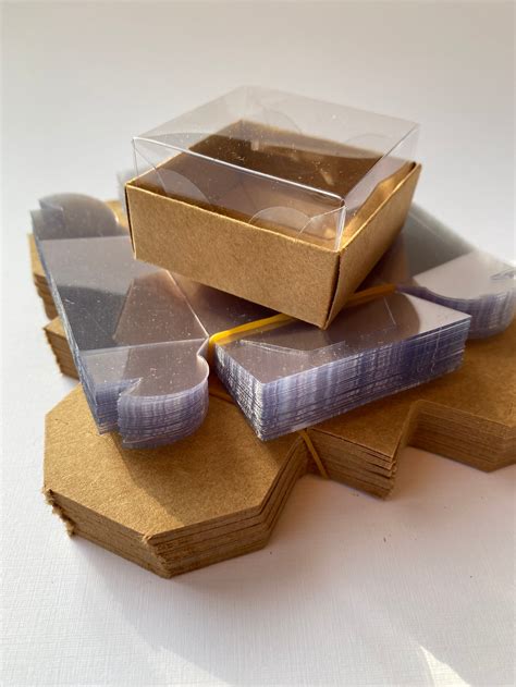 Set Of 216 Kraft Box With Clear Transparent Acetate Lid Etsy