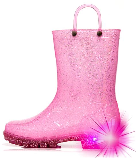 Hugrain Toddler Girls Kids Rain Boots Sparkle Glitter Lightweight