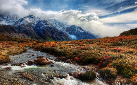 Hd Wallpaper Mountain Stream Landscape Photography Of Mountains And
