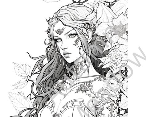 Warrior Princess Coloring Page For Adults Or Children Etsy