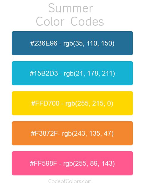 Rgb Palette Hex Color Palette Bedroom Colour Palette Summer Color