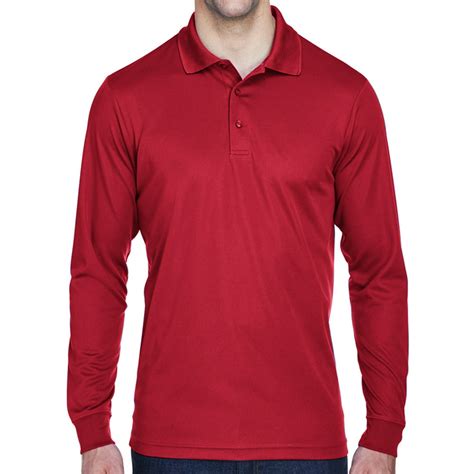 Buy Cool Shirts Mens Moisture Wicking Long Sleeve Polo Shirt Red