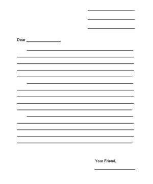 This is almost always an informal letter. Friendly Letter Template - Free Lesson Plans by k6edu.com