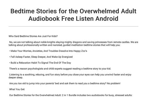 bedtime stories for the overwhelmed adult audiobook free listen android by yancylouise issuu
