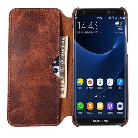 Real Genuine Leather Flip Case For Samsung Galaxy S8 Plus S 8 Cell