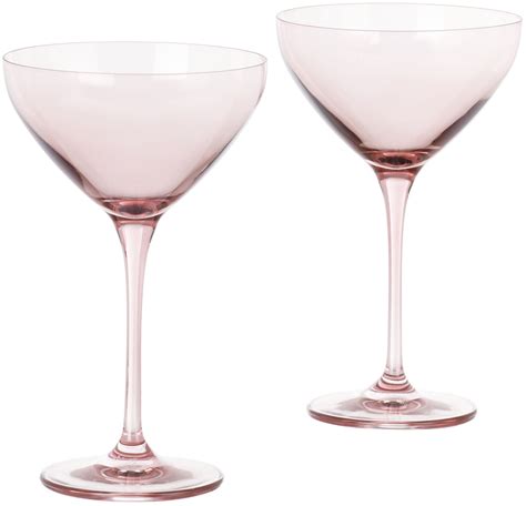 estelle colored glass pink martini glass set