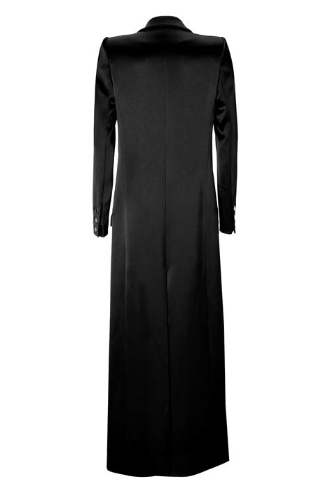Lyst Anthony Vaccarello Satin Floor Length Coat Black In Black