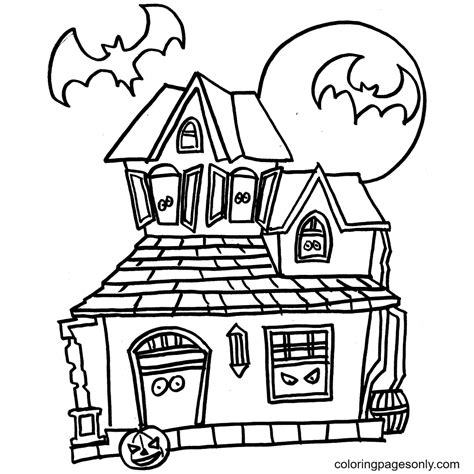 Haunted House Free Printable Coloring Page Free Printable Coloring Pages