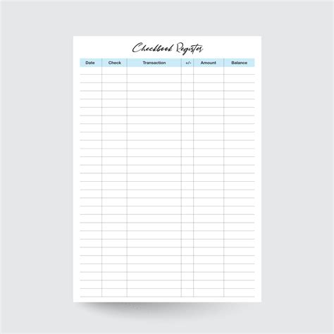 Printable Checkbook Register,Checkbook Tracker,Check Register