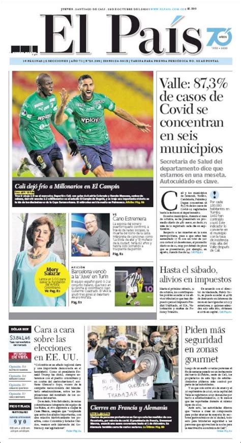 Newspaper El País Cali Colombia Newspapers in Colombia Thursday s