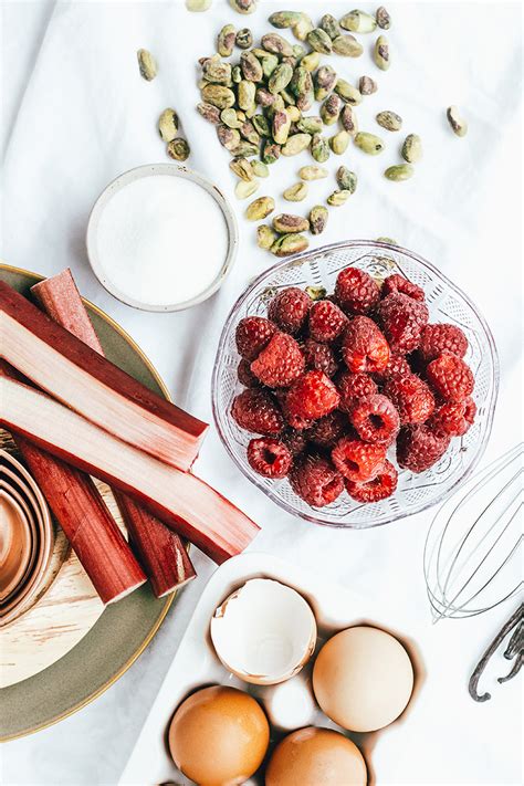 Rhubarb Raspberry Meringues With Pistachio Crumble