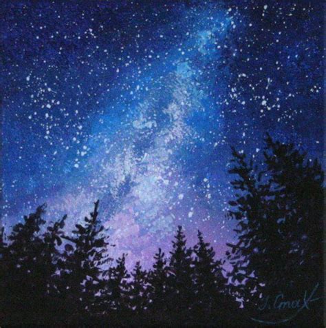 Starry Sky Painting Milky Way Art Starry Night Art Acrylic Etsy