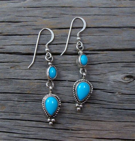 These Vintage Navajo Minimalist Turquoise Earrings Are Handcrafted With