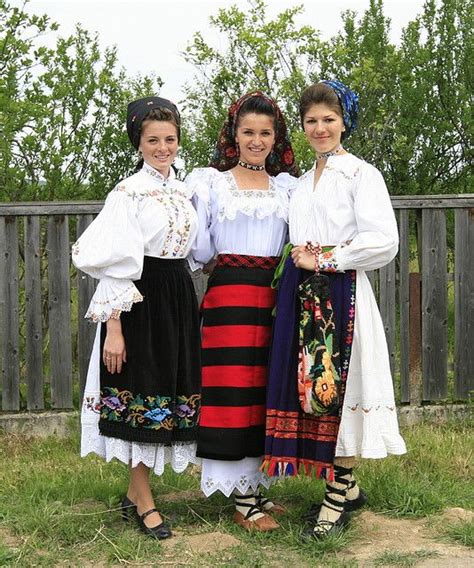 Dames Posing In Traditional Romanian Folk Costumes From Maramureş