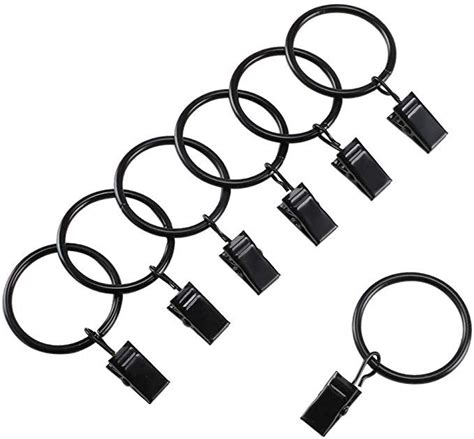 ETSAMOR Curtain Rings Clips 36 Pieces Curtain Rings Black Metal Curtain Rings Strong Clip for ...