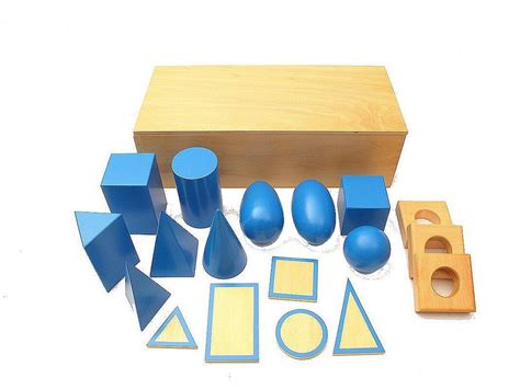Blue Geometric Solids With Box Set Montessori Sensorial Geometric