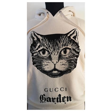 Gucci Sweatshirt Garden Mystic Cat Weiß Baumwolle Ref337799 Joli Closet