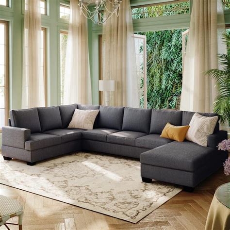 Jande Home 126 In Square Arm 4 Piece Polyester U Shaped Sectional Sofa