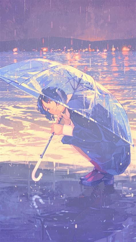 Anime Girl Flower Umbrella Raining 4k Hd Wallpaper Ra