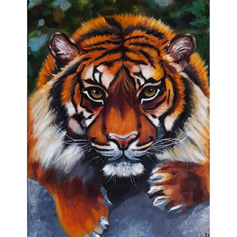 Tiger Painting Animal India Original Art Oil Painting Modern Etsy