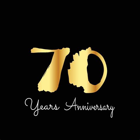 70 Years Anniversary Celebration Gold Black Background Color Vector