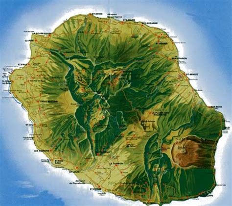 Reunion Island 3d Relief Wall Map Images