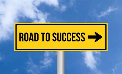 Premium Photo Road To Success Road Sign On Cloudy Sky Background