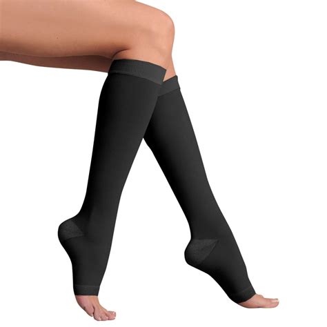 Support Plus® Womens Opaque Open Toe Wide Calf Firm Compression Knee High Stockings Support Plus