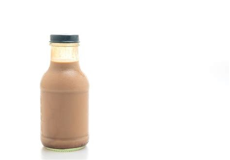Premium Photo Chocolate Milk In Glass Bottle Isolated On White Background