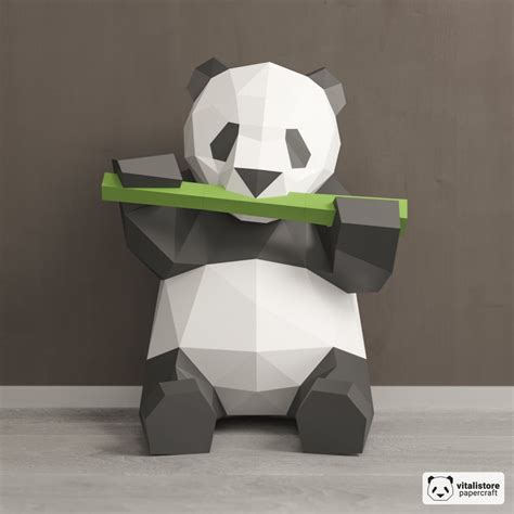 Panda Papercraft 3d Bamboo Panda Paper Craft Diy T 3d Etsy