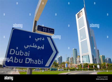 United Arab Emirates Dubai Sheikh Zayed Road Road Sign And Emirates