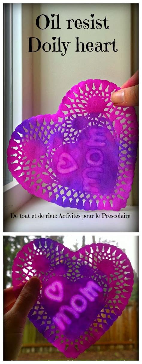 Oil Resist Doily Hearts Valentines Art Preschool Valentines