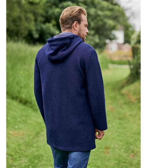 Navy Boiled Wool Hooded Coat Woolovers Us