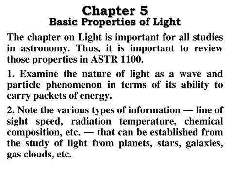 Ppt Chapter 5 Basic Properties Of Light Powerpoint Presentation Free